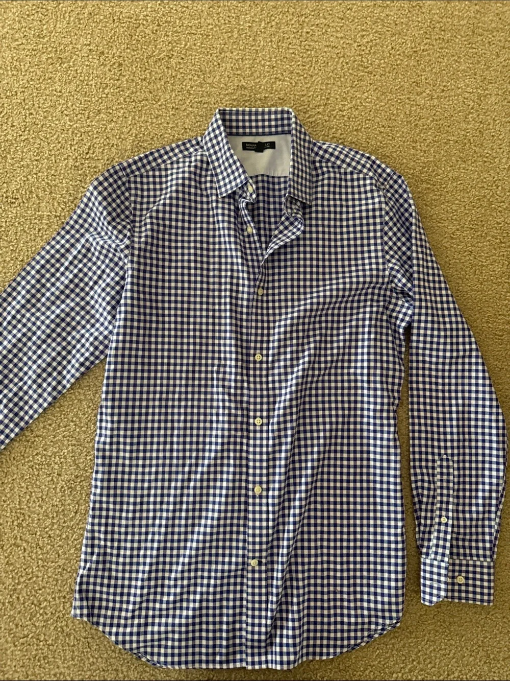 Banana Republic Blue and White Gingham Dress Shirt